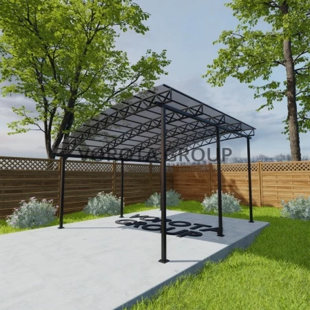 Полуарочный навес бронзово-серого цвета, монолитный поликарбонат 4500*8000
